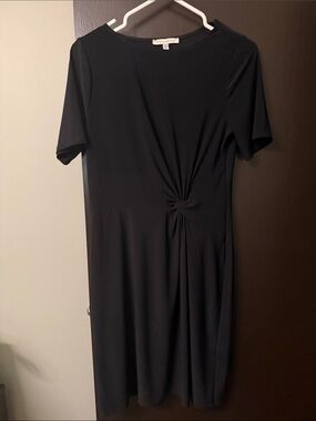 Black Knot-Front Midi Dress by Massimo Dutti